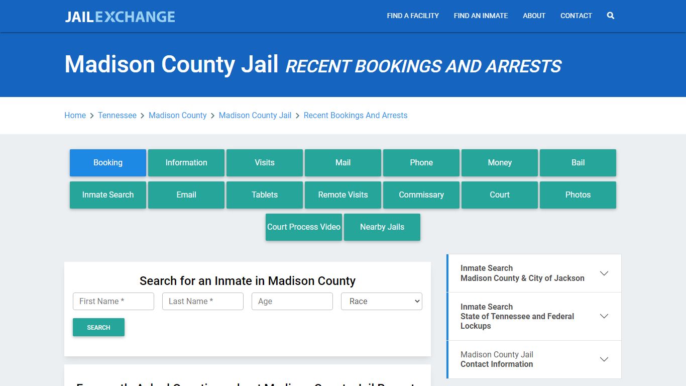 Madison County Jail TN Recent Arrests and Bookings - Jail Exchange